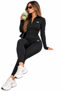 Conjunto deportivo negro chaqueta + calza dupe ALO
